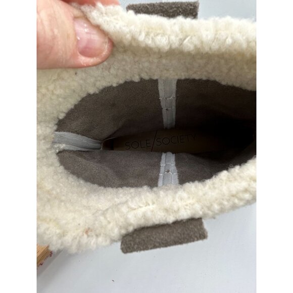 Sole Society Taupe Suede-Like Ankle Boots With Faux Shearling Lining Size 11 - Picture 6 of 8